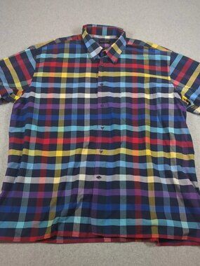 Riscatto Shirt Men's 2XL Plaid Colorful Casual Button Up Made In Italy